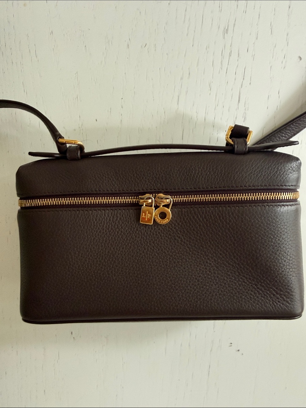 Loro Piana L19 Dark Brown Crossbody Bag with Gold hardware